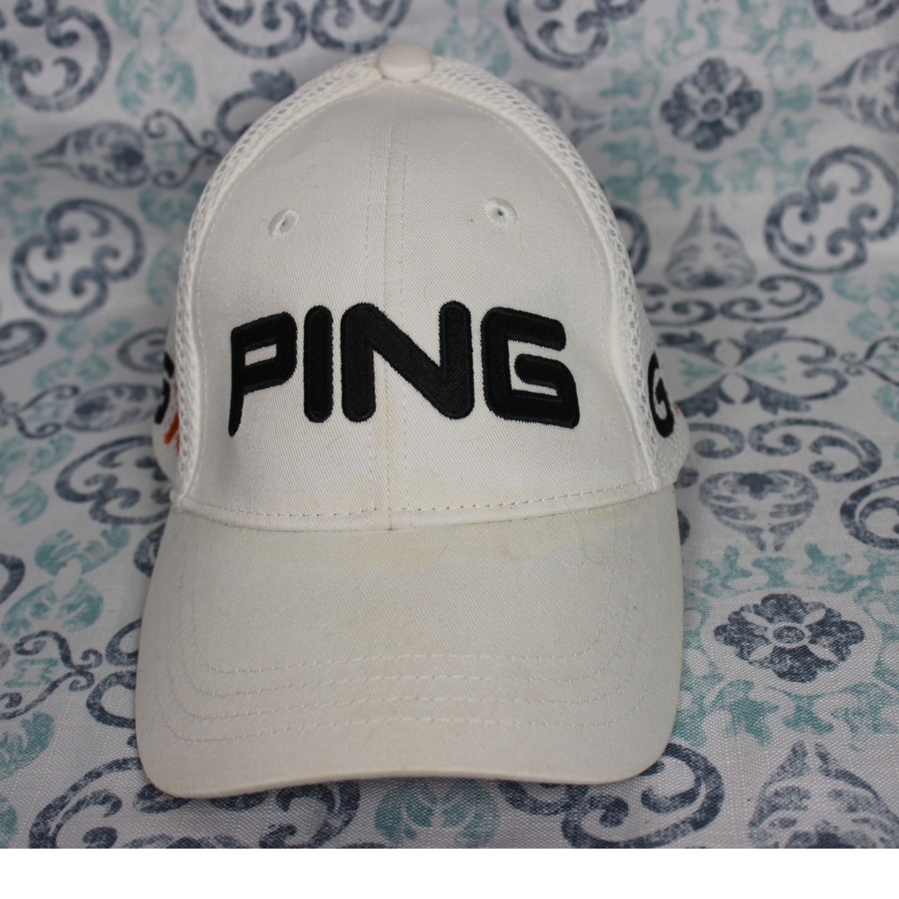 PING Golf Cap White Mesh Back G10‎ Logo Adjustable Men S M